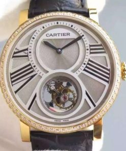 Replica Cartier Rotonde De Cartier Tourbillon YG Diamonds Bezel