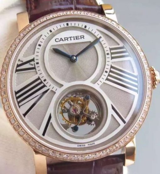 Replica Cartier Rotonde De Cartier Tourbillon RG Diamonds Bezel - Image 3