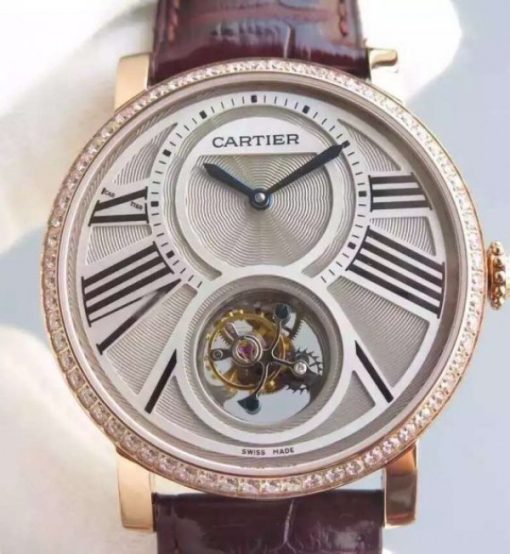Replica Cartier Rotonde De Cartier Tourbillon RG Diamonds Bezel