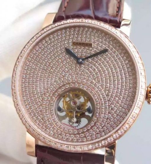 Replica Cartier Rotonde De Cartier Tourbillon RG Full Diamonds - Image 2