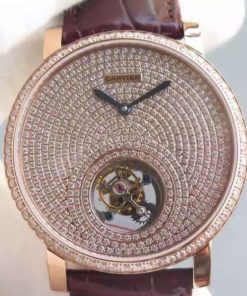 Replica Cartier Rotonde De Cartier Tourbillon RG Full Diamonds