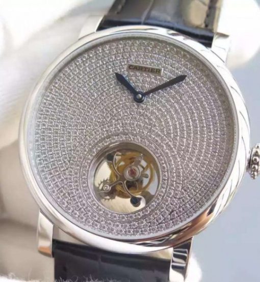 Replica Cartier Rotonde De Cartier Tourbillon SS Diamonds Dial - Image 2