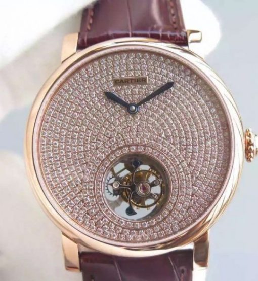 Replica Cartier Rotonde De Cartier Tourbillon RG Diamonds Dial