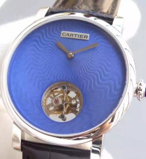 Replica Cartier Rotonde De Cartier Tourbillon SS Blue Dial - Image 2