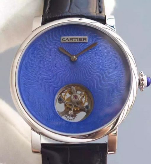 Replica Cartier Rotonde De Cartier Tourbillon SS Blue Dial