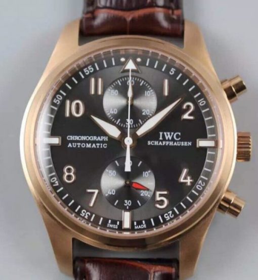 Replica IWC V6 Pilot Chrono IW387805 RG A7750 Gray Dial