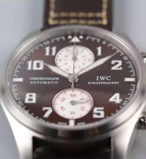 Replica IWC V6 Pilot Chrono Brown/White Dial A7750 - Image 2