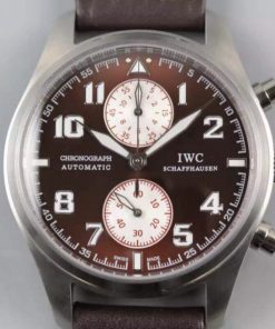 Replica IWC V6 Pilot Chrono Brown/White Dial A7750