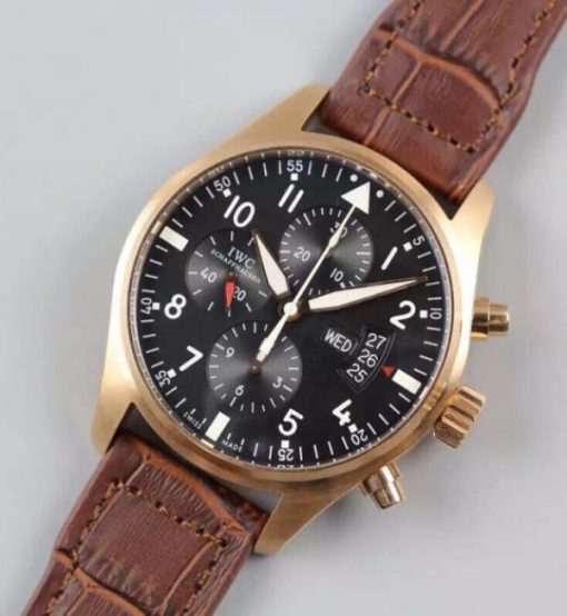 Replica IWC V6 Pilot Chrono RG IW377706 Black Dial A7750 - Image 8