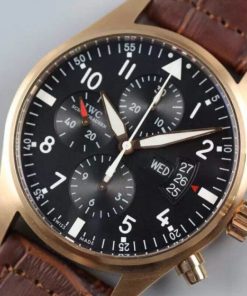 Replica IWC V6 Pilot Chrono RG IW377706 Black Dial A7750