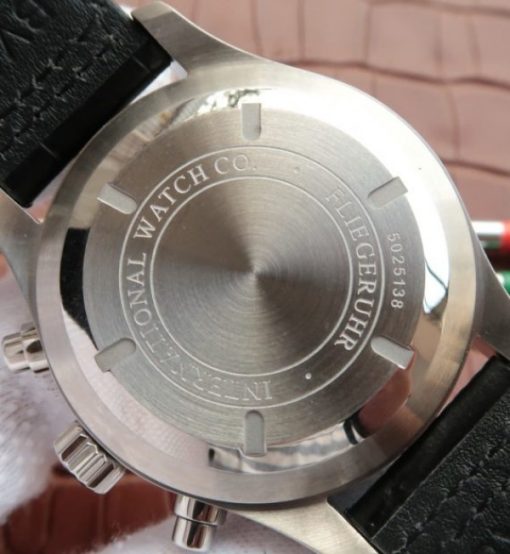 Replica IWC Pilot  Chrono IW377701 Black Dial Leather Strap - Image 6