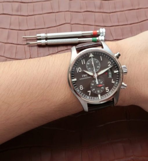 Replica IWC ZF Pilot Chrono SS IW387802 Leather Strap A7750 - Image 8