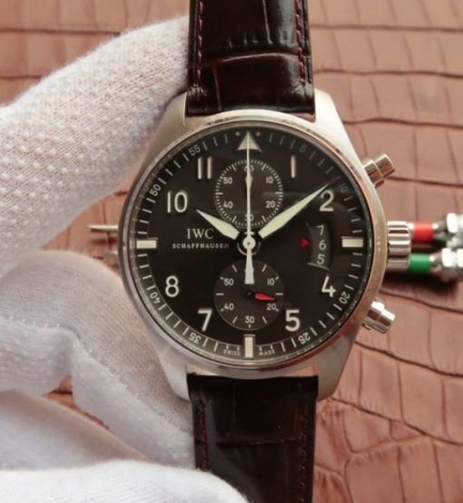 Replica IWC ZF Pilot Chrono SS IW387802 Leather Strap A7750
