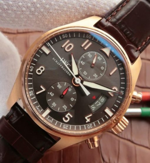 Replica IWC ZF Pilot Chrono RG IW387803 Leather Strap A7750 - Image 2