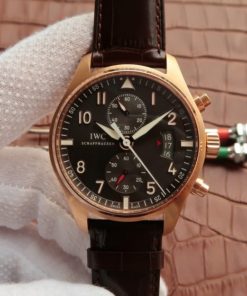 Replica IWC ZF Pilot Chrono RG IW387803 Leather Strap A7750