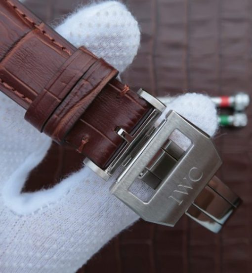 Replica IWC ZF Pilot Chrono SS IW387808 Black Dial Leather Strap - Image 7
