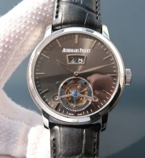 Replica Audemars Piguet TF Jules Tourbillon SS Big Date Black Dial