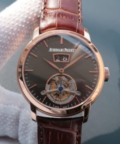 Replica Audemars Piguet TF Jules Tourbillon RG Big Date Gray Dial