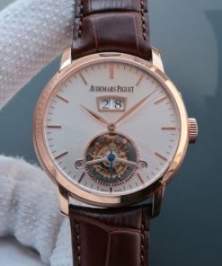 Replica Audemars Piguet TF Jules Tourbillon RG Big Date White Dial