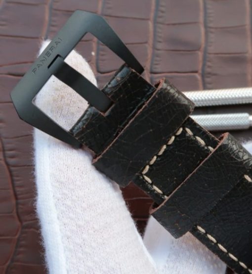 Replica Panerai XF PAM508 Real Ceramic Black Distressed Calfskin Strap - Image 5