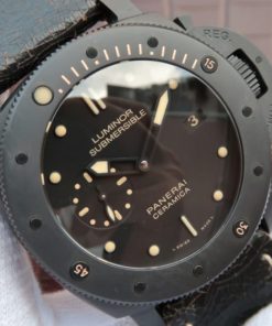 Replica Panerai XF PAM508 Real Ceramic Black Distressed Calfskin Strap