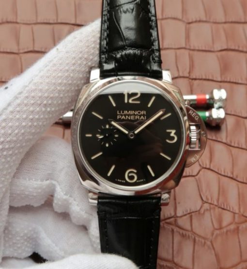 Replica Panerai Luminor Due 3 Days PAM676 Black Leather Strap P.1000
