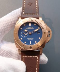 Replica Panerai ZF PAM671 Blue Dial Dark Brown Leather Strap P.9010