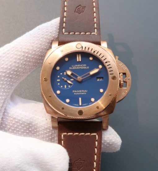 Replica Panerai ZF PAM671 Blue Dial Dark Brown Leather Strap P.9010