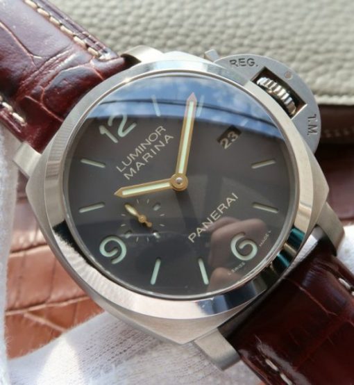 Replica Panerai VSF PAM351 Titanium Brown Leather Strap P.9000 - Image 3