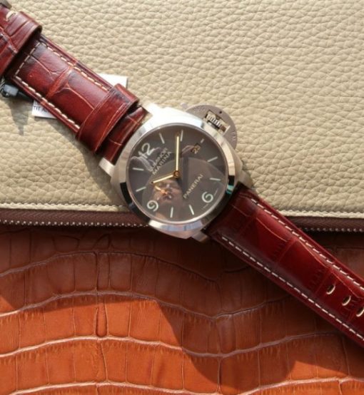 Replica Panerai VSF PAM351 Titanium Brown Leather Strap P.9000 - Image 9