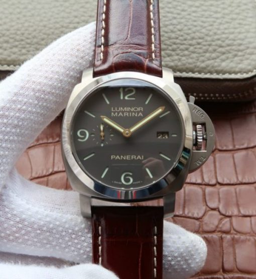 Replica Panerai VSF PAM351 Titanium Brown Leather Strap P.9000