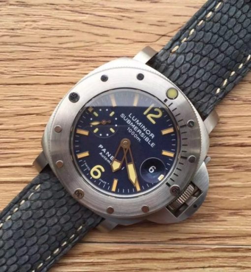 Replica Panerai Luminor Submersible PAM087 Blue Dial Leather Strap A7750 - Image 2