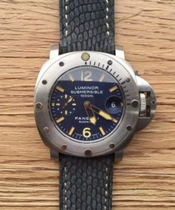 Replica Panerai Luminor Submersible PAM087 Blue Dial Leather Strap A7750