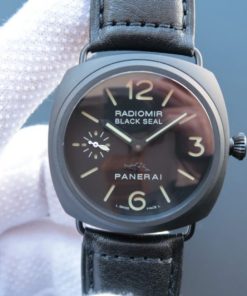 Replica Panerai XF PAM292 Real Ceramic Black Leather Strap A6497