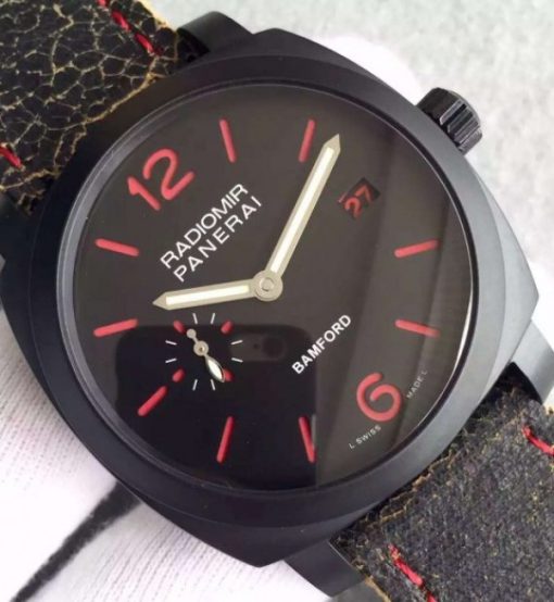 Replica Panerai PAM514 Bamford PVD Black Dial Distressed Leather Strap - Image 3