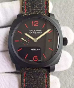 Replica Panerai PAM514 Bamford PVD Black Dial Distressed Leather Strap