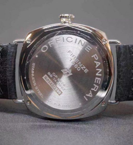 Replica Panerai PAM380 Black Dial Genuine Black Leather Strap A6497 - Image 3