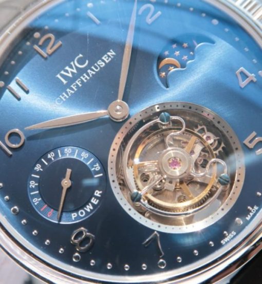 Replica IWC Portuguese Tourbillon Power Reserve Moonphase Blue Dial - Image 3