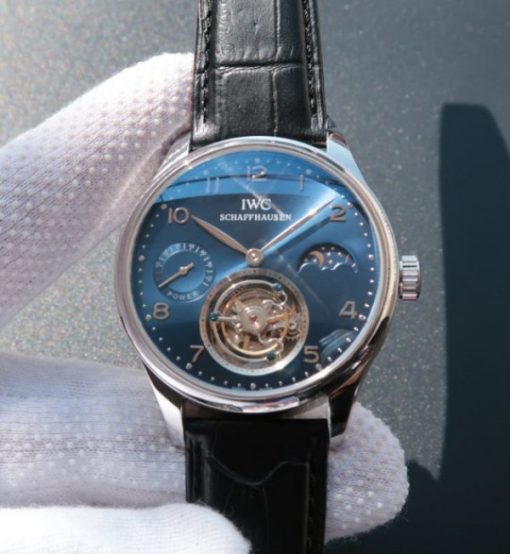 Replica IWC Portuguese Tourbillon Power Reserve Moonphase Blue Dial