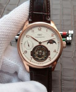 Replica IWC Portuguese Tourbillon Power Reserve Moonphase RG White Dial