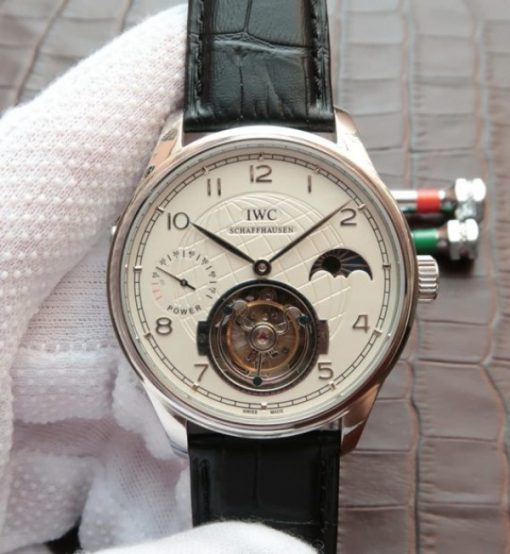 Replica IWC Portuguese Tourbillon Power Reserve Moonphase White Dial
