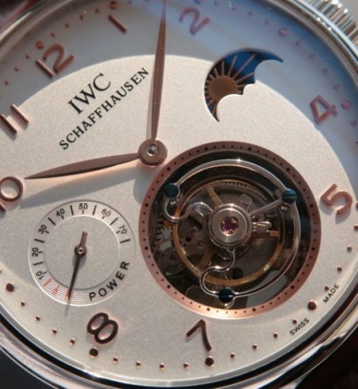 Replica IWC Portuguese Tourbillon Power Reserve Moonphase Gold Maker White Dial - Image 3