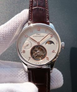 Replica IWC Portuguese Tourbillon Power Reserve Moonphase Gold Maker White Dial