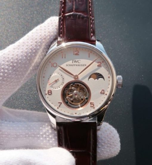 Replica IWC Portuguese Tourbillon Power Reserve Moonphase Gold Maker White Dial