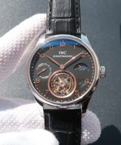 Replica IWC Portuguese Tourbillon Power Reserve Moonphase Gold Maker Black Dial