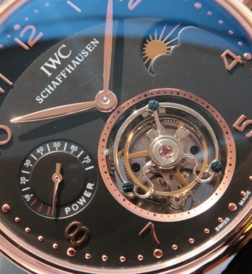 Replica IWC Portuguese Tourbillon Power Reserve RG Moonphase Black Dial - Image 3