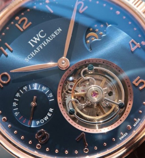Replica IWC Portuguese Tourbillon Power Reserve Moonphase RG Blue Dial - Image 3