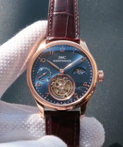 Replica IWC Portuguese Tourbillon Power Reserve Moonphase RG Blue Dial