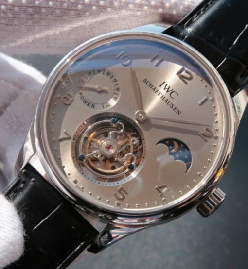 Replica IWC Portuguese Tourbillon Power Reserve Moonphase Gray Dial - Image 2