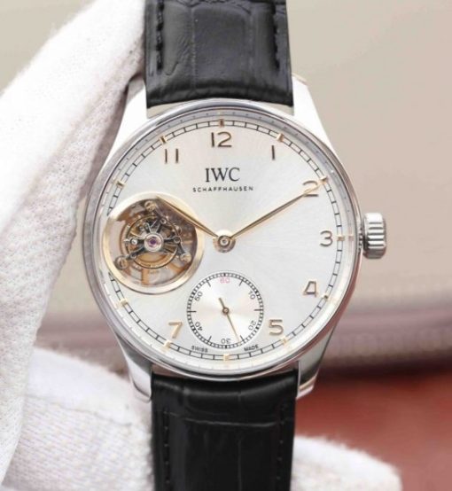 Replica IWC AZ Portuguese Tourbillon White Dial YG Markers A98900